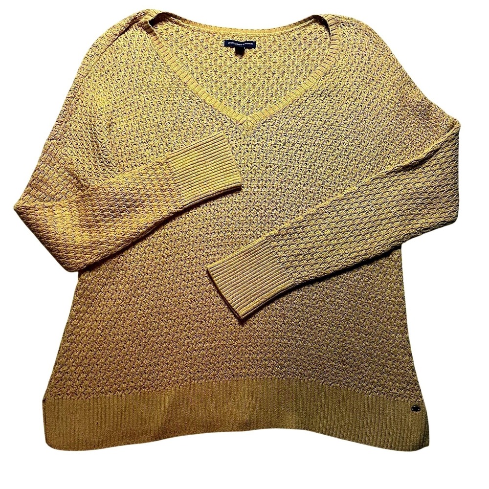 American Eagle Mustard Yellow Long Sleeve‎ Knit Shirt Women's XL